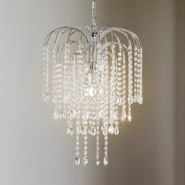ONLI Lampă suspendată Pioggia cu ploaie de cristal Ø40cm crom, reglabil, Metalic, Camera de zi / sufragerie, Metal, Modern