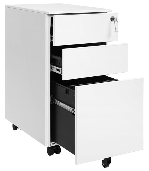 RollBox metalic -WHITE31 – casetiera metalica de birou -3 sertare model Drept