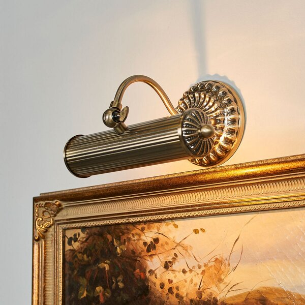 Lindby picture wall light Joely, 25 cm, alamă, metal, E14, reglabil, Bronz / Alamă Veche, Camera de zi / sufragerie, Metal, Antichitate