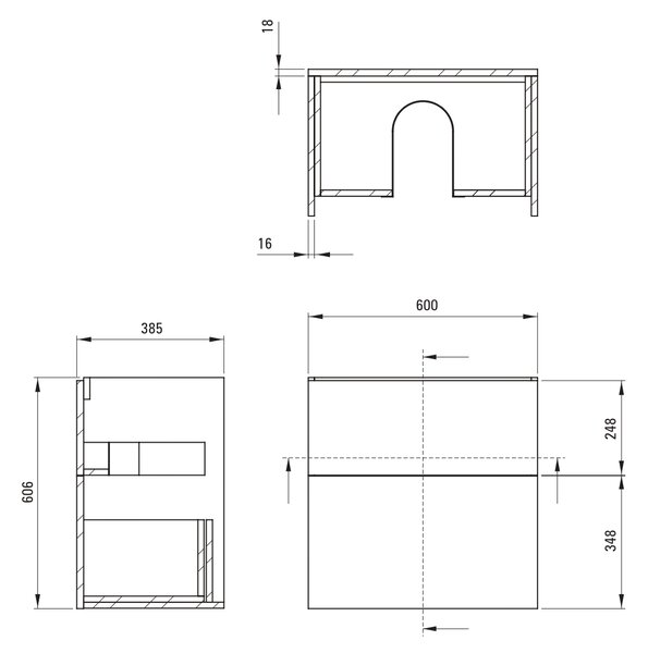 Deante Tubo dulap 60x38.5x60 cm sub chiuveta pe perete alb STU_6U61