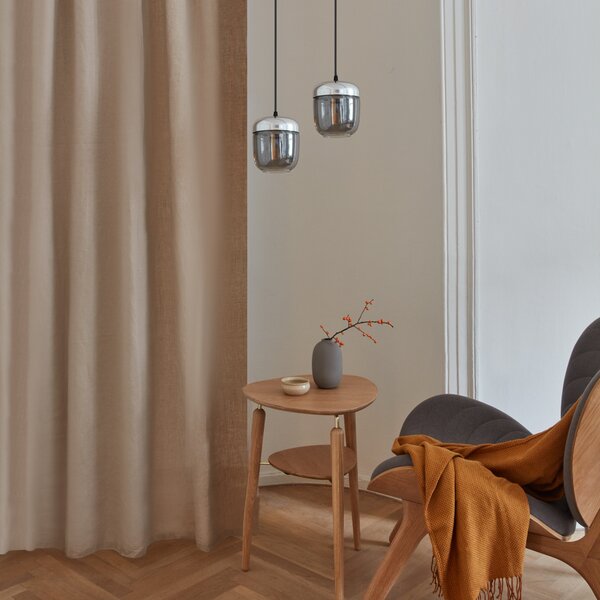 UMAGE Acorn lampă susp. 2 becuri gri fumuriu oțel, reglabil, Negru, Camera de zi / sufragerie, Sticlă, Design