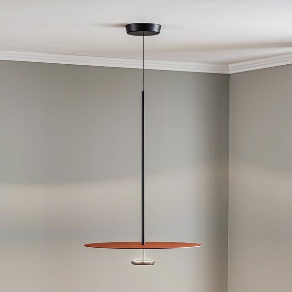 Vibia Lampă suspendată LED Flat 1 bec. Ø 55cm teracotă, reglabil, Portocaliu, Camera de zi / sufragerie, Metal, Modern