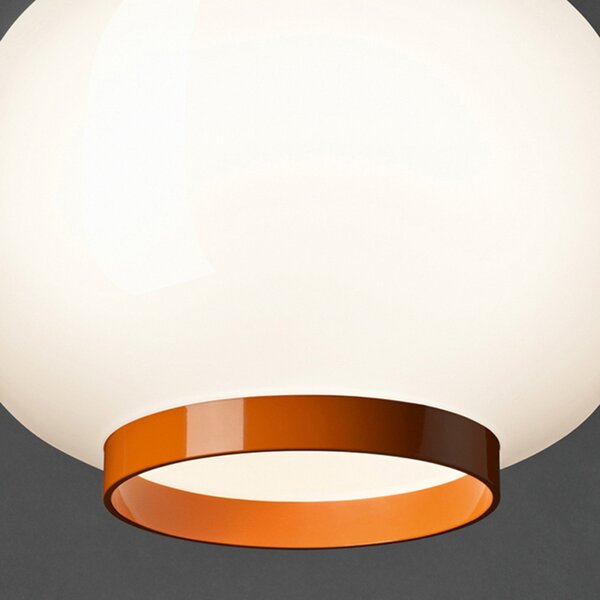 Foscarini Chouchin Reverse 1 susp. LED alb/portoc., reglabil, Alb, Bucătărie, Sticlă, Design