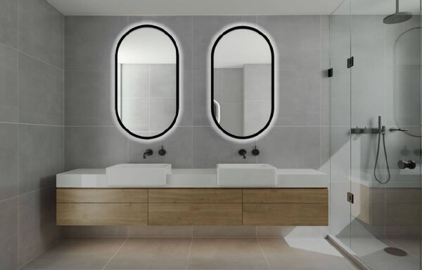 Venti Oslo oglindă 50x90 cm oval cu iluminare negru 5907722357519