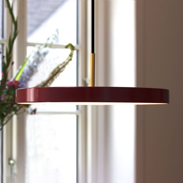 UMAGE Asteria medium lampă susp. LED alamă roșu, reglabil, Roșu, Camera de zi / sufragerie, Metal, Design