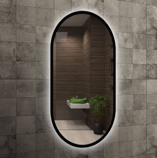 Venti Oslo oglindă 50x90 cm oval cu iluminare negru 5907722357519