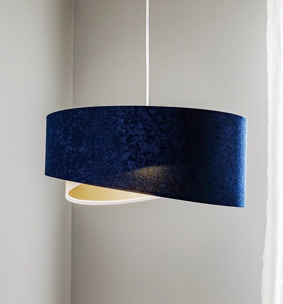 Maco Design Lampă suspendată Vivien tricoloră albastru/bej/auriu, reglabil, Albastru, Camera de zi / sufragerie, Țesătură / Textil, Modern