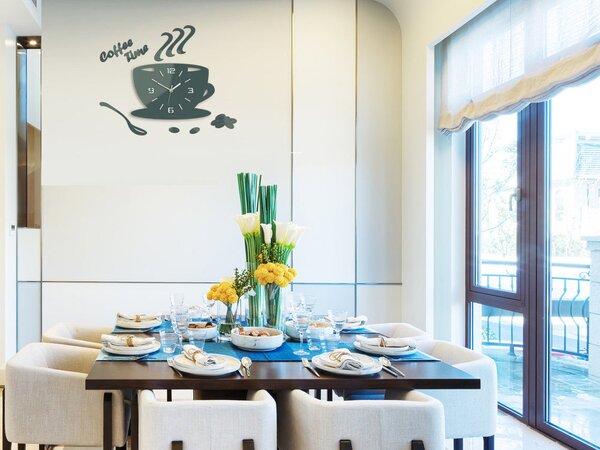Ceas de perete COFFE TIME 3D GRAY