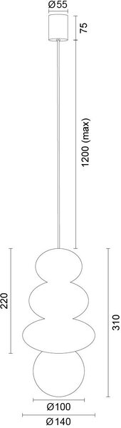 Argon Orlando Plus lampă suspendată 1x6 W negru-opal 8788