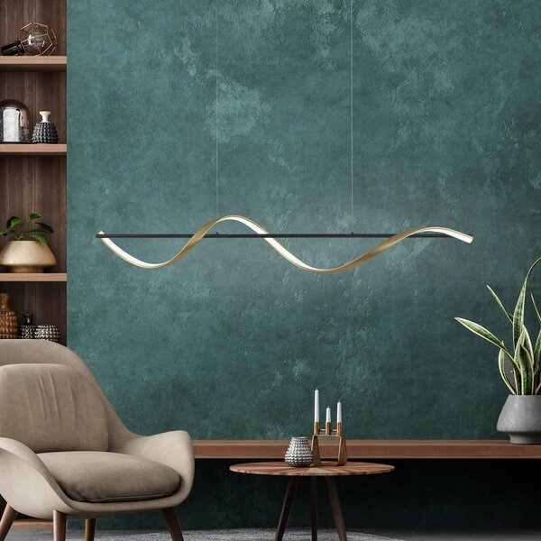 Q-Smart-Home Paul Neuhaus Q-Swing suspendată, antracit/alamă, reglabil, Negru, Camera de zi / sufragerie, Metal, Modern