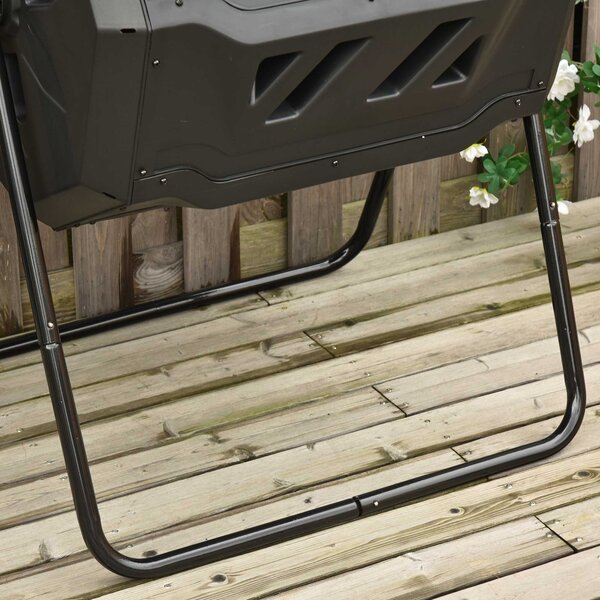 Outsunny Compostor Rotativ cu 2 Secțiuni și 8 Prize de Aerisire din Oțel și PP, 160L, 71x65x96 cm, Gri | Aosom Romania