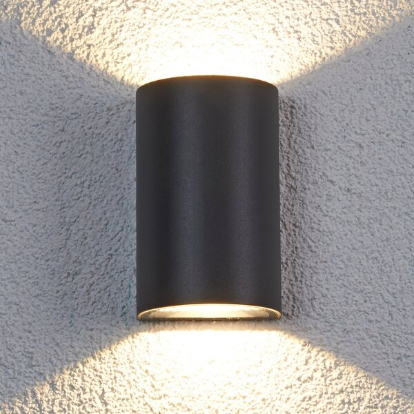 Lucande LED lumina de perete în aer liber Jale, 16 cm, antracit, aluminiu, Negru, Metal, Modern, Priză de perete sus / jos