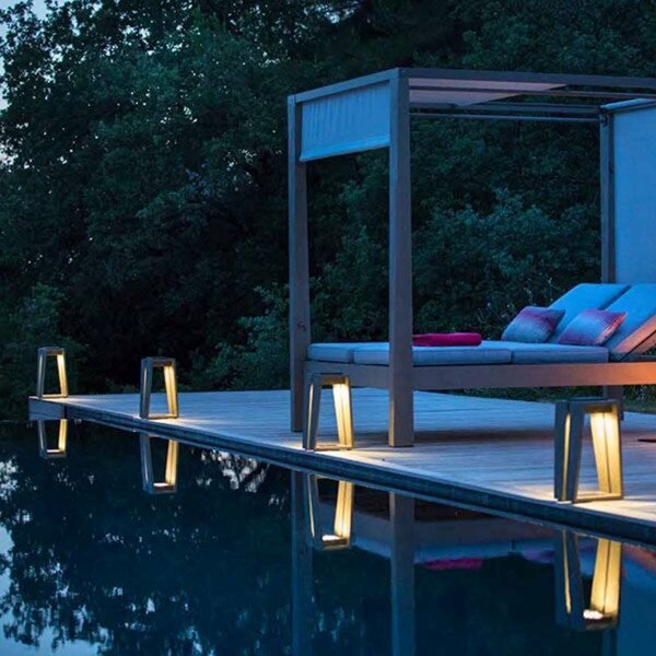 Les Jardins Skaal Lanternă solară cu LED senzor, 39 cm, reglabil, Lemn, Lemn, Felinar