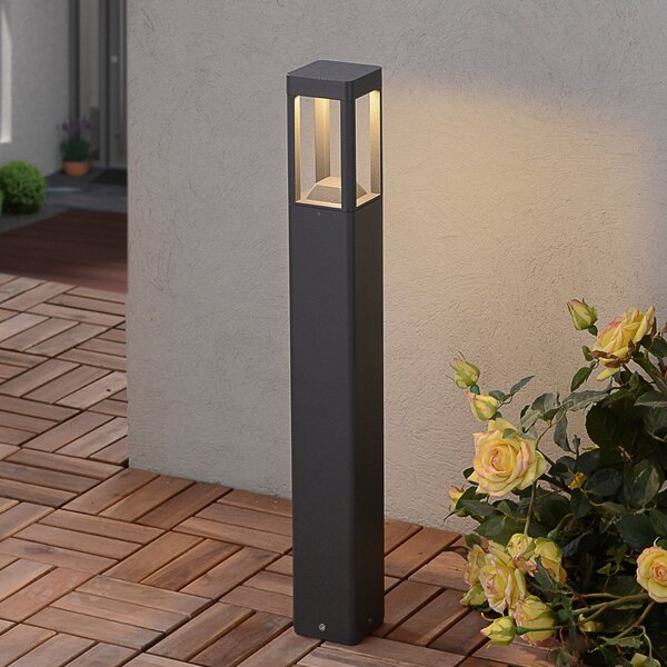 Lucande Bornă luminoasă LED Bernd, 60 cm, antracit, aluminiu, Negru, Metal, Modern