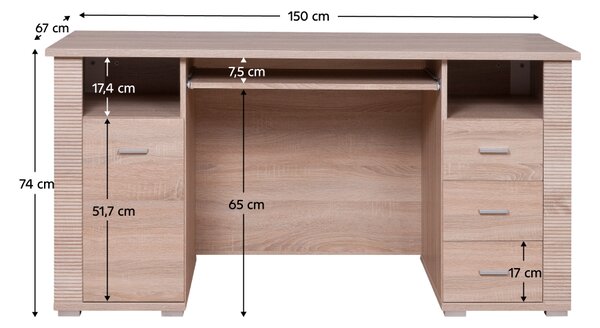 KONDELA Masă PC tip 22, stejar sonoma, GRAND