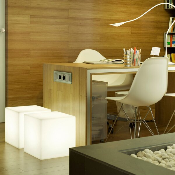 Newgarden Cuby cub decorativ de lumină înălțime 32cm, Alb, Plastic, Modern