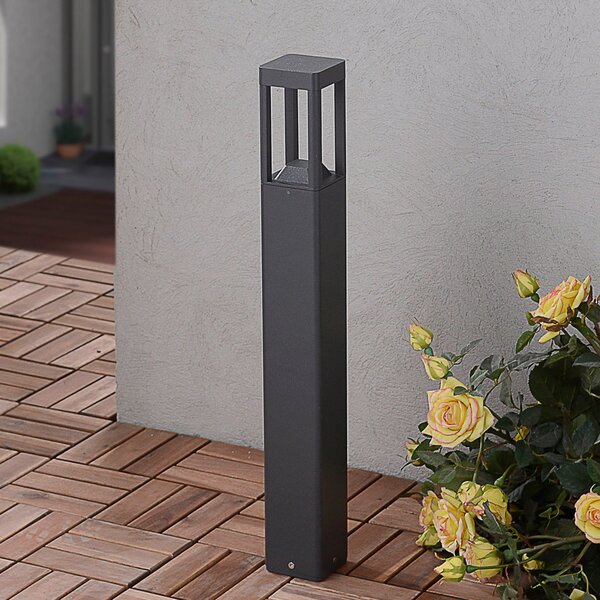 Lucande Bornă luminoasă LED Bernd, 60 cm, antracit, aluminiu, Negru, Metal, Modern
