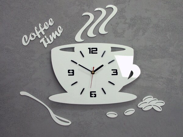 Ceas de perete modern COFFE TIME 3D WHITE NH045-white