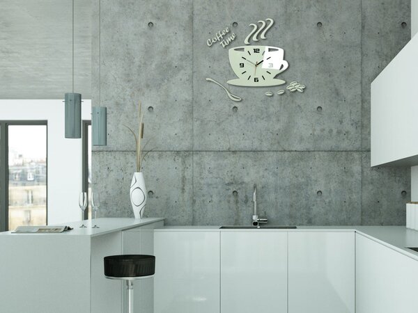 Ceas de perete modern COFFE TIME 3D WHITE NH045-white