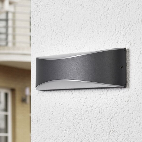 Lucande LED lumina de perete în aer liber Akira, antracit, metal, 23cm, Negru, Metal, Modern