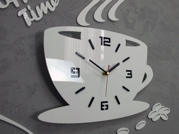 Ceas de perete modern COFFE TIME 3D WHITE NH045-white