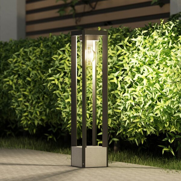 Lucande Kalisa bornă luminoasă, E27, IP44, 70 cm, gri, metal, reglabil, Gri, Aluminiu, Modern