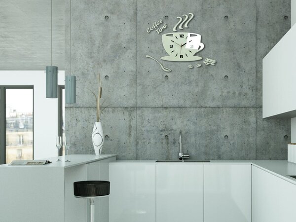 Ceas de perete modern COFFE TIME 3D WHITE NH045-white