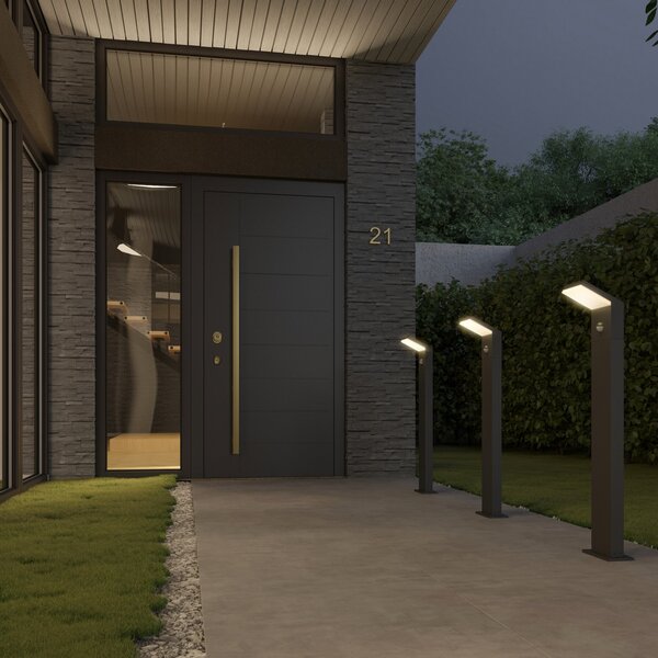 Arcchio Bornă luminoasă LED Yolena, senzor, 100cm, antracit, Negru, Metal, Modern
