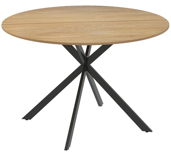 HOMCOM Masă Rotundă de Sufragerie pentru 4 Persoane cu Structură din Oțel Ø120x75 cm Stejar | Aosom Romania