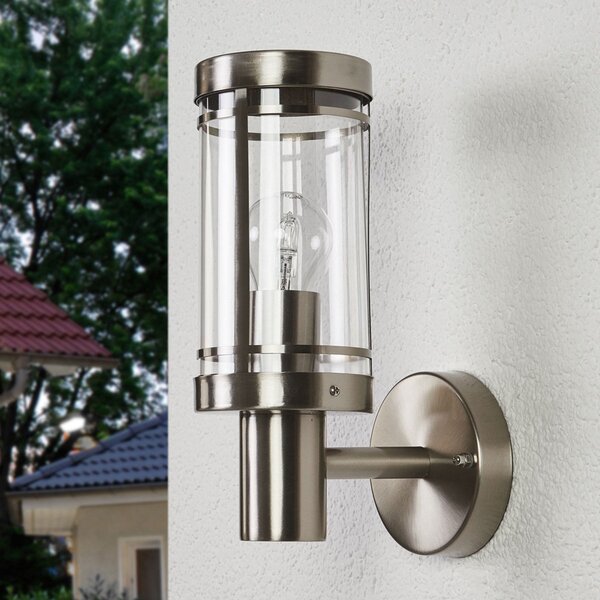 Lindby Lampă de exterior Djori, culoare aluminiu, oțel inoxidabil, E27, reglabil, Metalic, Oțel inoxidabil, Modern