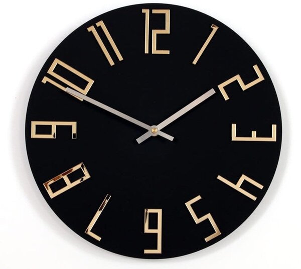 Ceas de perete modern SLIM negru mat