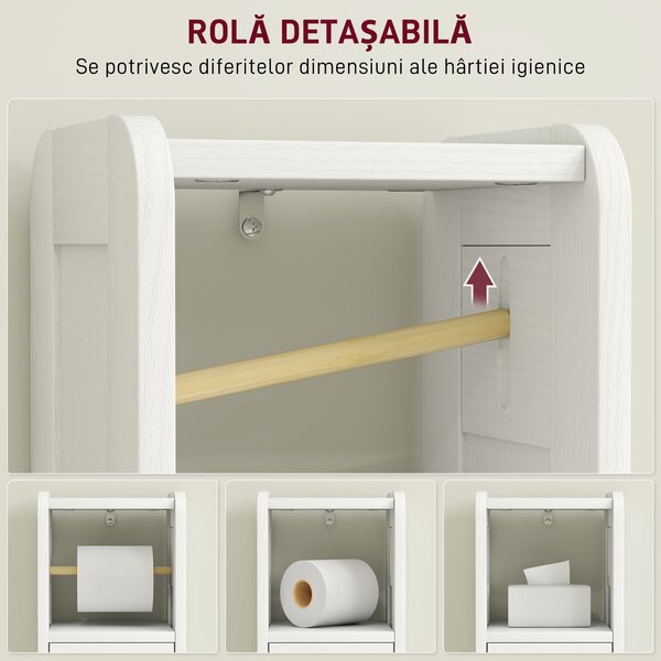 HOMCOM Dulap Compact pentru Baie cu Suport Hârtie Igienică - Alb | Aosom Romania