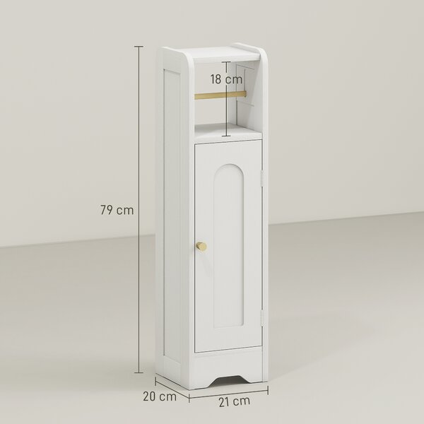 HOMCOM Dulap Compact pentru Baie cu Suport Hârtie Igienică - Alb | Aosom Romania