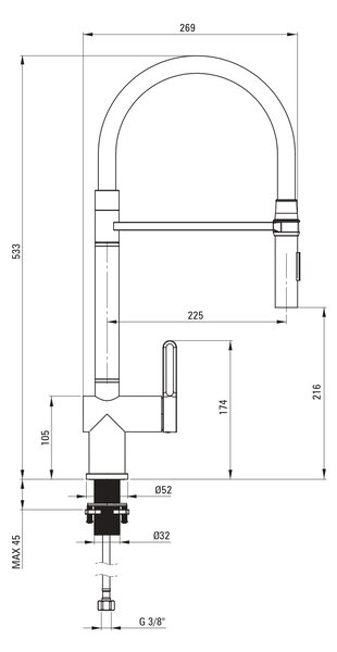 Deante Magnetic baterie bucătărie pe picior negru BRM_N72M