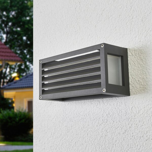 Lucande Lampa de exterior Aurelien, antracit, 12 cm, cu dungi, reglabil, Negru, Metal, Modern