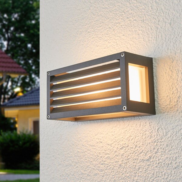 Lucande Lampa de exterior Aurelien, antracit, 12 cm, cu dungi, reglabil, Negru, Metal, Modern