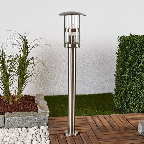 Lindby Bornă luminoasă Noemi, gri, oțel inoxidabil, 80 cm, IP44, reglabil, Metalic, Metal, Modern