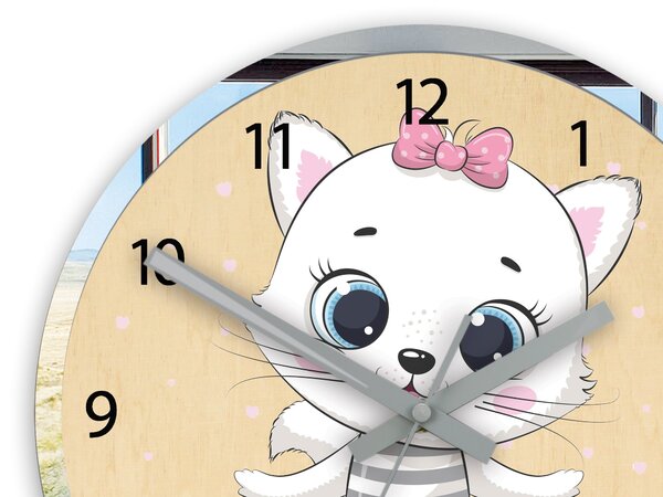 Ceas de perete pentru copii Cat Ballerina