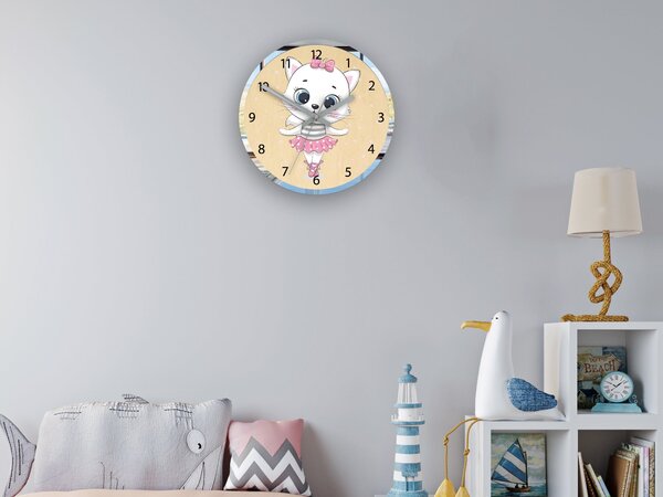 Ceas de perete pentru copii Cat Ballerina