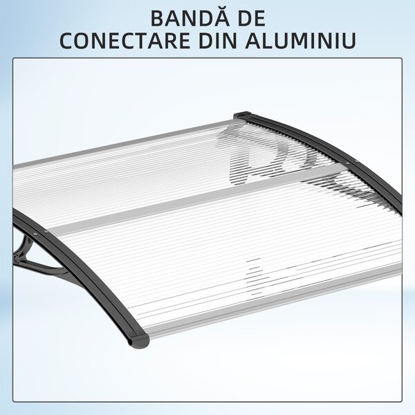 Outsunny Copertină de Exterior pentru Uși și Ferestre 75x100 cm, Protecție Solară și împotriva Ploii, cu Suport din Aluminiu, Transparentă | Aosom Romania