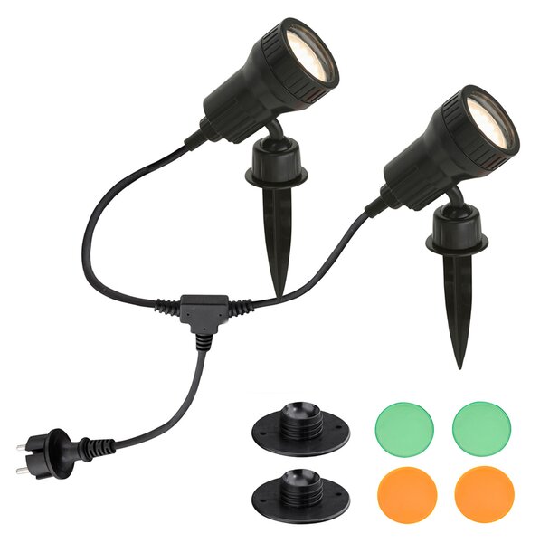 Briloner set de 2 - LED cu lumină sol Terra filtre culoare, Negru, Plastic