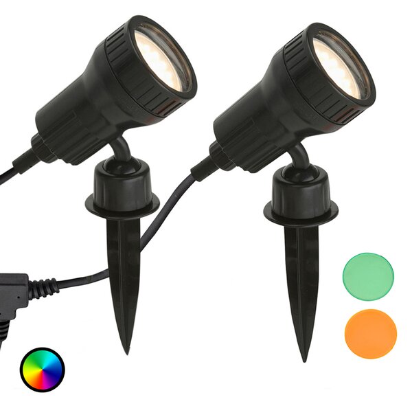 Briloner set de 2 - LED cu lumină sol Terra filtre culoare, Negru, Plastic