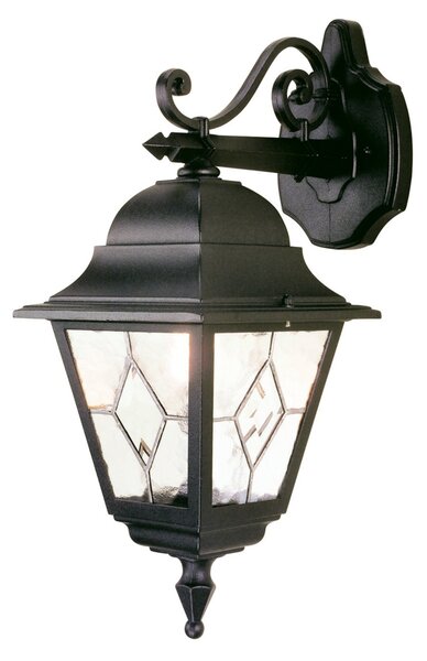 Elstead Lanterna de exterior Norfolk, negru/transparent, cu geamuri plumb, IP43, Negru, Metal