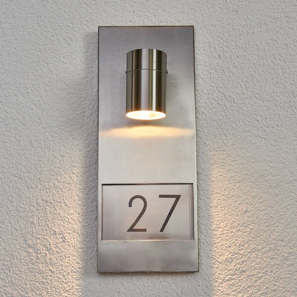 Konstsmide Lumină pentru număr de casă Modena 7655, oțel inoxidabil, Metalic, Metal, Modern, Soclu de perete jos