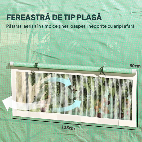 Outsunny Seră Tip Tunel 300 x 300cm Walk-In - Verde | Aosom Romania