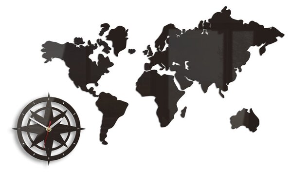 Ceas de perete WORLD MAP WENGE