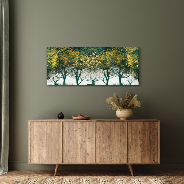 Tablou - Căprioare în pădurea verde (120x50 cm)