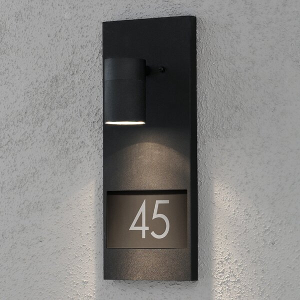 Konstsmide Modena 7655 lumina pentru numere de casă, negru, Negru, Metal, Modern, Soclu de perete jos