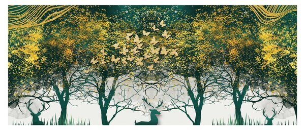 Tablou - Căprioare în pădurea verde (120x50 cm)