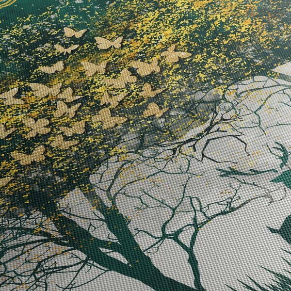 Tablou - Căprioare în pădurea verde (90x60 cm)